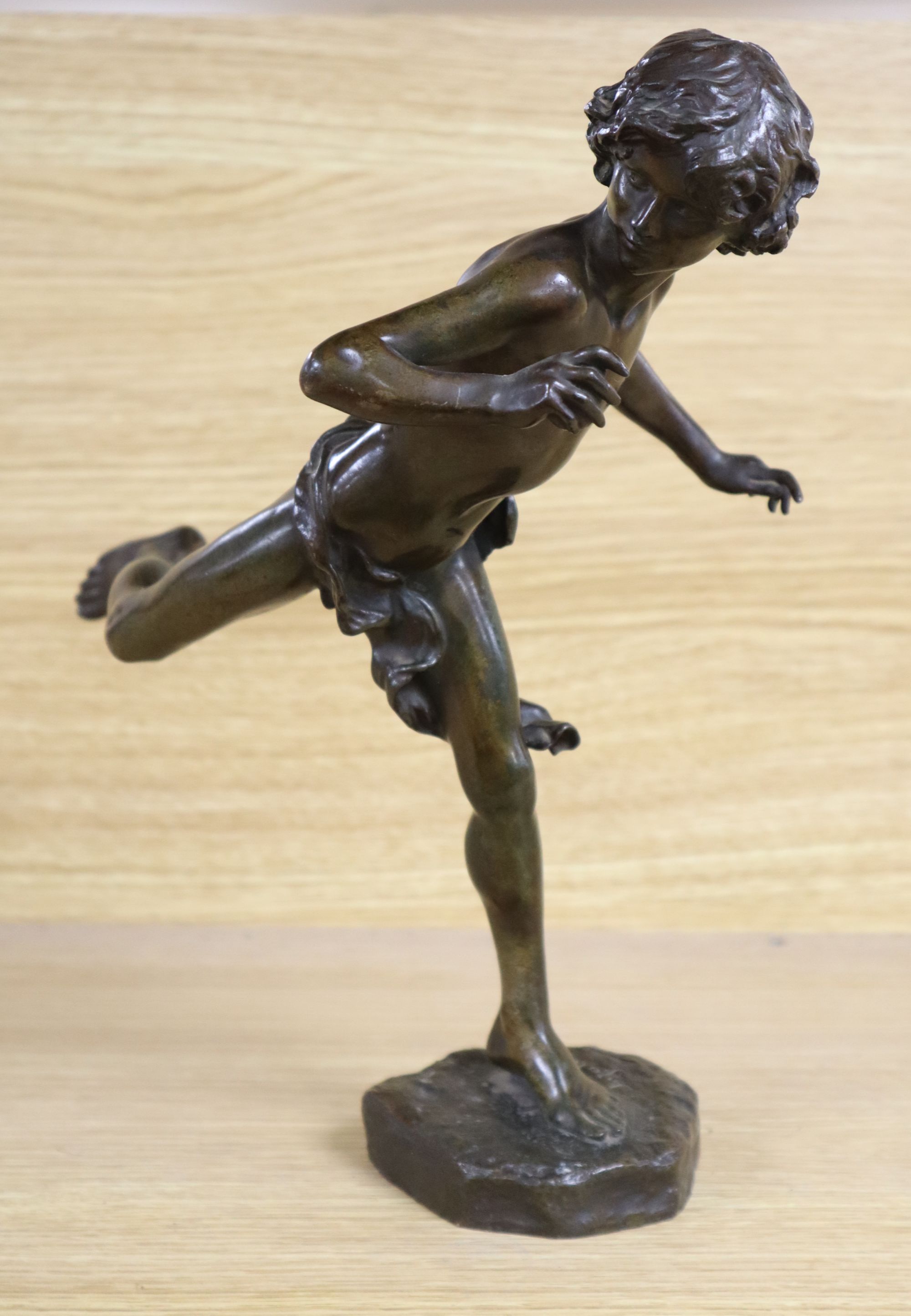 Jean-Antoine Injalbert (French 1845-1933) - Hippomene, bronze, signed, width 30cm height 30cm (fault)